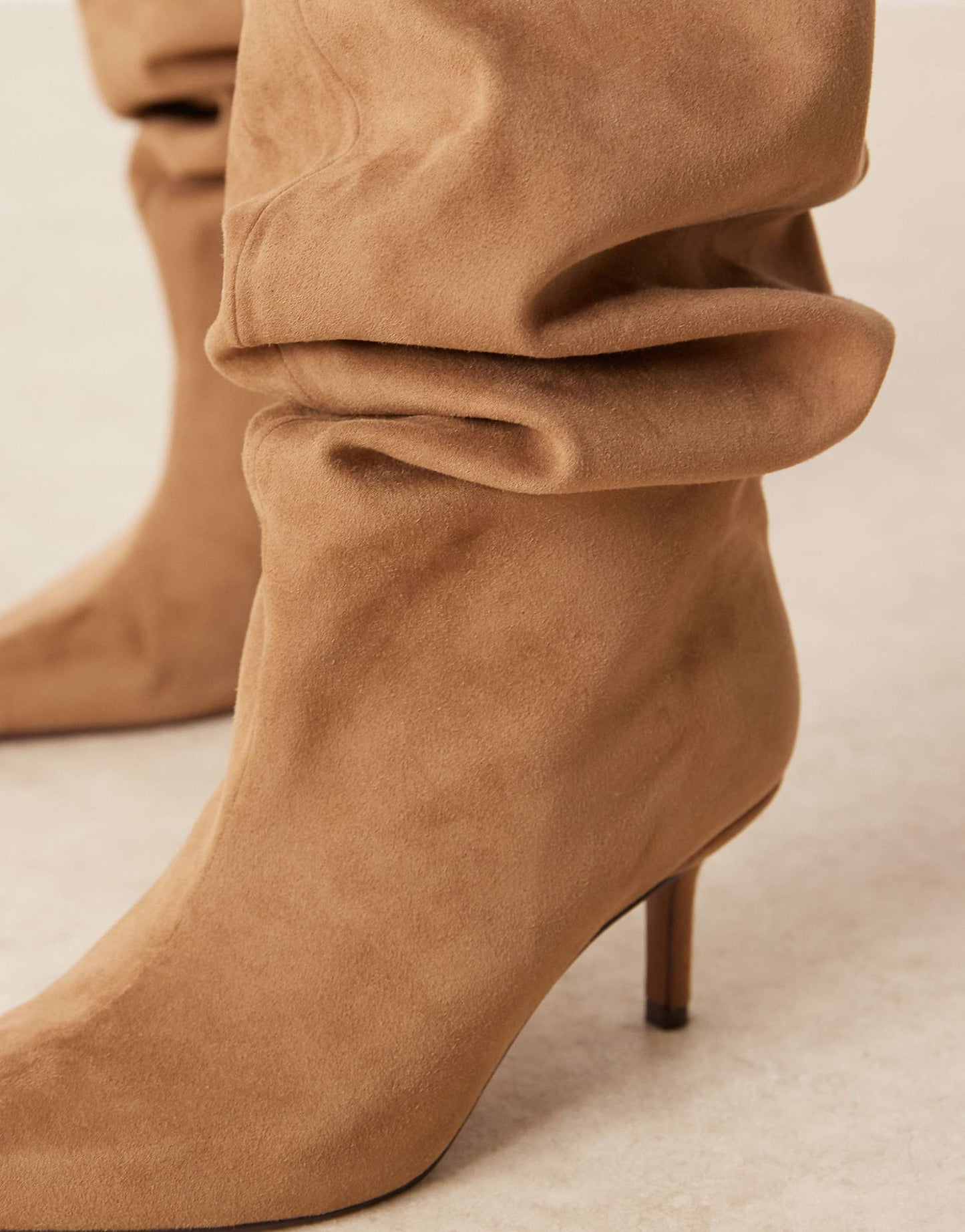 The Suede Slouchy Gold-Lock Boots - Tan