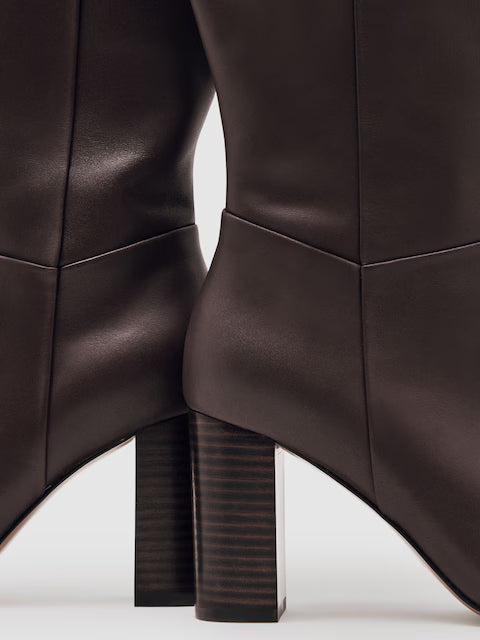 The Burgundy Leather Block-Heel Boots