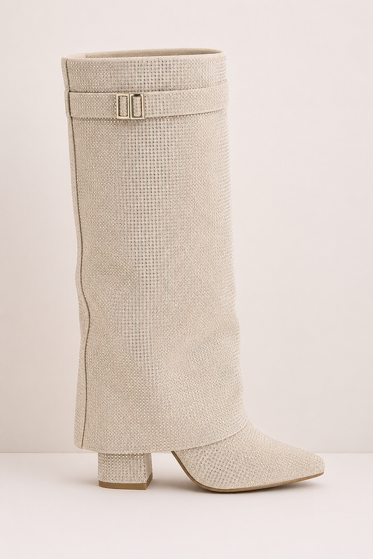 Lucia Voss Diamanté Beige Boots
